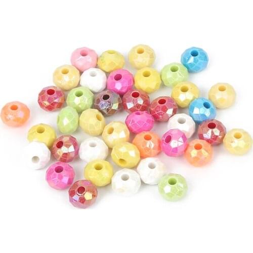 AB Color Round Section Rubber Acrylic Flat Beads Charm Loose Spacer Beads For Jewelry Making DIY Needlework Bracelet Accessories