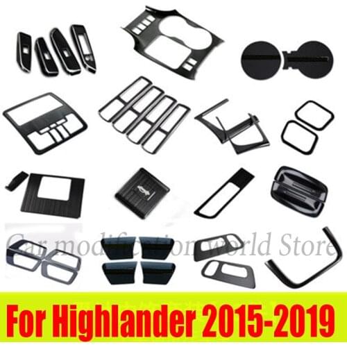 For Toyota Highlander 2015 2016 2017 2018 2019 Black stainless Accessories steel Interior Air outlet Covers Trims
