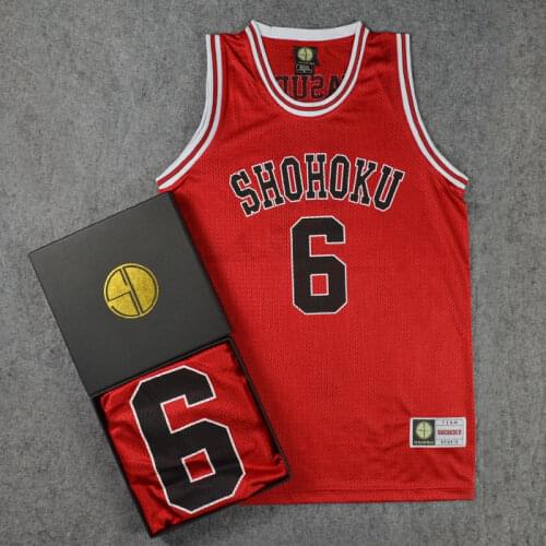 Anime Slam Dunk Shohoku Cosplay Costume Number 6 Yasuharu Yasuda Basketball Jersey Tops Men Sport Wear Plus Size M-XXL