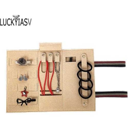 Free Shipping Jewelry Roll Bag Portable Carring Case Felt Velvet Organizer Multi Functional Necklace Rings Earrings Storage Box