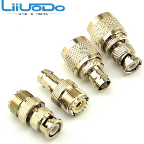 BNC to UHF 4 Type RF Connector Kit Coaxial BNC-UHF RF Adapter Kit Adapters Straight Nickel Plated