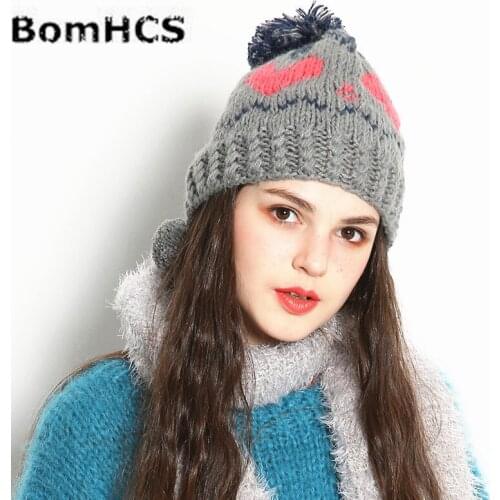 BomHCS Fashion Jacquard Weave Handmade Beanie Winter Warm Thick Knitted Hat Caps