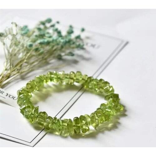 7mm Genuine Natural Olivine Peridot Gem Stone Crystal Round Beads Jewelry Bracelets For Women Stretch Charm Bracelet Femme