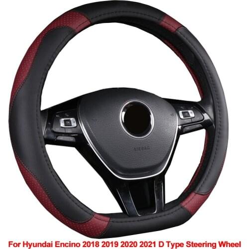 D Shape For Hyundai Encino 2018 2019 2020 2021 D Type Car Steering Wheel Cover Wrap Auto Braid on the Steering wheel Volant