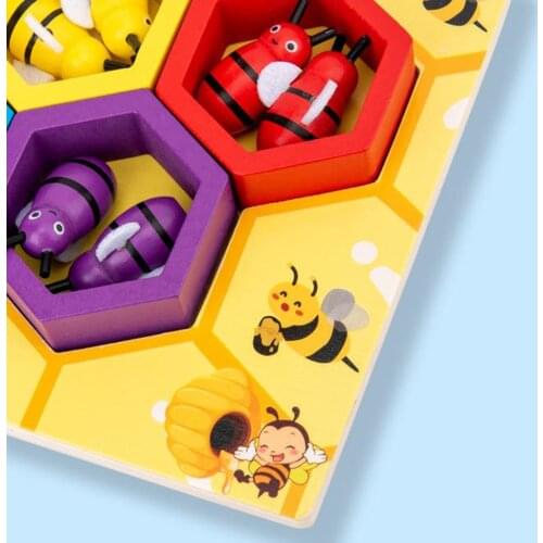Child Cliping Beehive Board Wooden Toys Multifunction Intelligence Toys