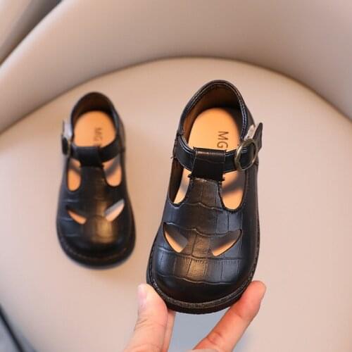 Autumn Kids Leather Shoes Solid Color Little Girl Shoes Fashion Hollow Out Retro Style Children Girls Boys Sneakers SMG226