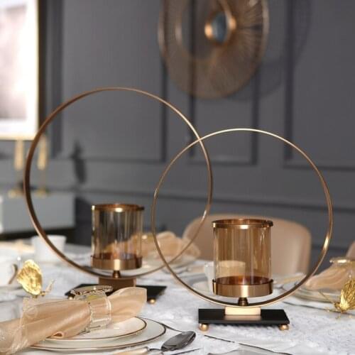 European Modern Metal Flower Glass Vase Floral Guest Restaurant Desktop Soft Decoration Villa Model Decoration