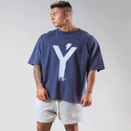 New Men T-shirt Summer Running Bodybuilding Fashion Cotton Tshirt Fitness Workout Casual