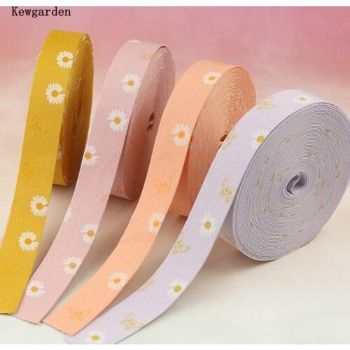 Kewgarden DIY Bow tie Hair Accessories Handmade Tape Webbing Daisy Flower Layering Cloth Fabric Ribbon 1" 25mm 10mm 10 Meters