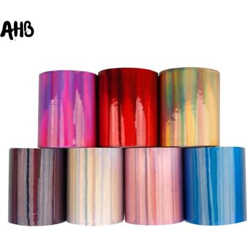AHB 75mm Cool Mirror Ribbon Solid Color Laser Leather PU Fabric for Decorative DIY Hair Bow Ribbon Wholesale Ribbon 2Yards/bag