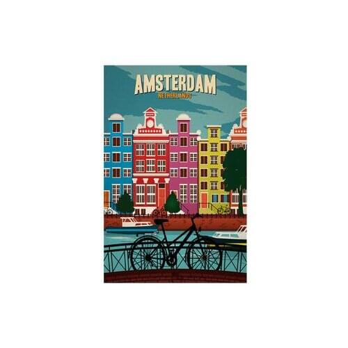 Lot style Choose New York Netherlands Amsterdam London Vintage Travel Cities Landscape Art print Silk poster Home Wall Decor