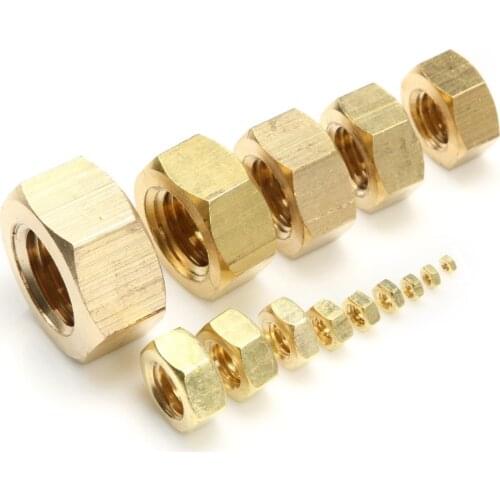 Solid Brass Hex Nuts Metric thread 1-200pcs B6170-86 All Sizes M2/M2.5/M3/M4/M5/M6/M8/M10/M12/M14/M16/M18/M20/M24 Choose