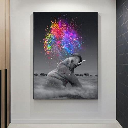 Cute Animals Canvas Painting Funny Elephant Posters and Prints Wall Pop Art Picture for Living Room Home Decoration Cuadros