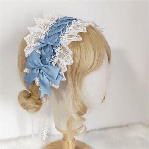 Sweet Hair Hoop Anime Maid Cosplay Headband Lolita Lace Bow Headwear Hair Accessory For Girls Gift B1880