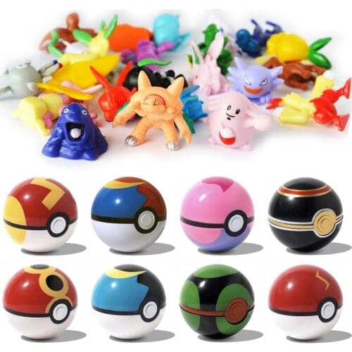 PokeBalls With 2-3Cm Mini Figure Inside 7Cm Elf Ball Toys For Children Pokemoned Pikachu Figurine Pokeballs Toys
