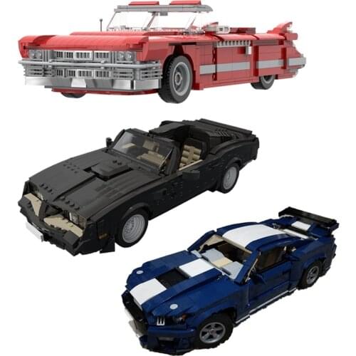 Pontiac-Trans Am-Firebird 1977 Building Blocks Mustanged Shelby GT500 Vehicle Model Bricks Speed Champion Super Racing Car Toys