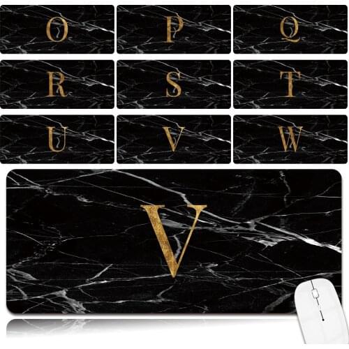 Anti-slip Waterproof PU Leather Computer Mouse-pad Smooth Portable Game Laptop Mouse Pad Black Marble Pattern Large Mouse Mat