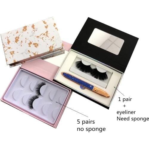 New wholesale 5pair 25mm false eyelashes packaging box fake 3d mink lashes boxes faux cils strip Rectangle magnetic case empty