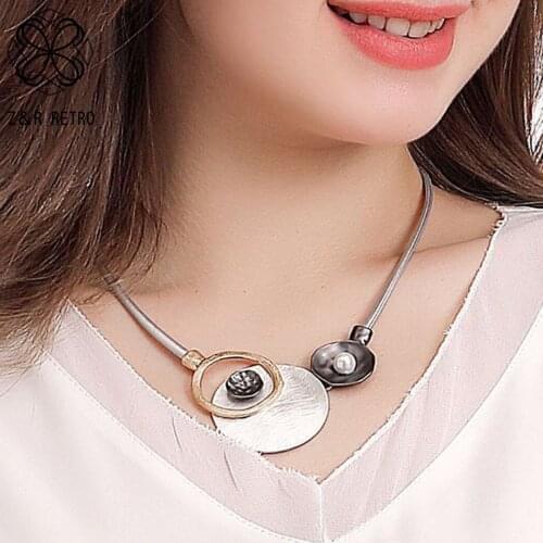 2021 Fashion Neck Chokers Necklace Vintage Geometry Suspension Pendant Trend Costume Jewelry for Women Unusual Accessories Thing