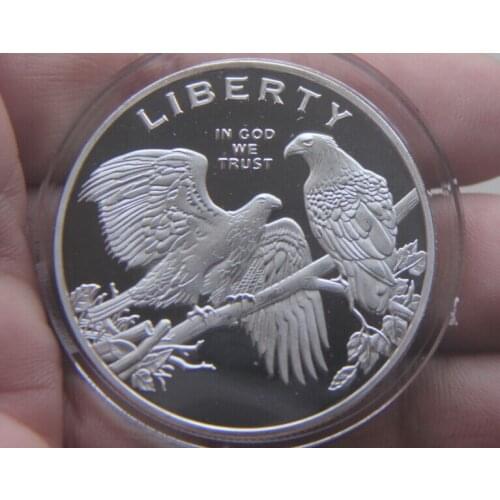 Silver Plated American Bald Eagle Commemorative Coin Badge Embossed Plated Coins Collectibles Art Souvenir Gifts
