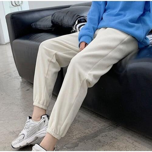 Casual Sports Joggers Cargo Corduroy Pants Women Vintage Loose Streetwear High Waist Korean Style Black Soft Trousers Iamhotty