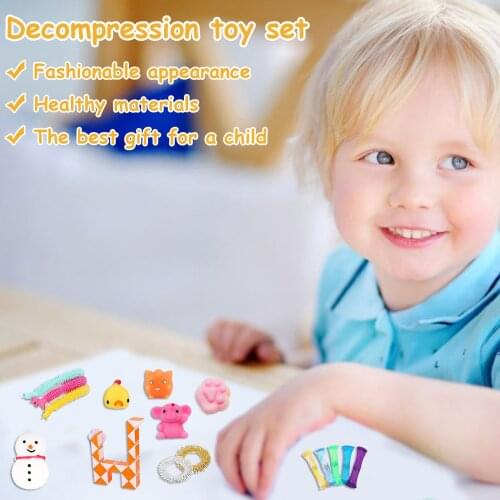 Vent Decompression Toy Set Squeezed Bean Variety Magic Ruler Woven Net Unicorn Noodle Rope