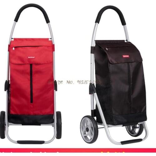 Aluminum Alloy Folding Shopping Cart For The Elderly, Large-capacity, Silent, Large-wheeled And Portable Push-pull Cart