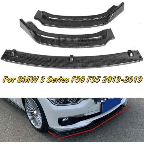 Car Front Bumper Splitter Lip Spoiler Three-section Front Lip Carbon Fiber/Black For 12-19 BMW 3 Series Luxury F30 F35 2013-2019