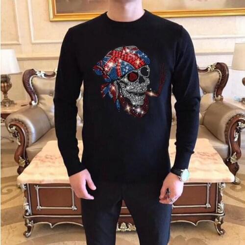Rhinestones sweaters Sportswear Casual Mens Brand design hot sale Diamonds design sweater man
