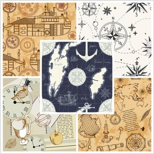 100cm*145cm stretch swimsuit fabric retro nautical pattern printed fabric dress fabric diy clothes shirt patchwork VV2