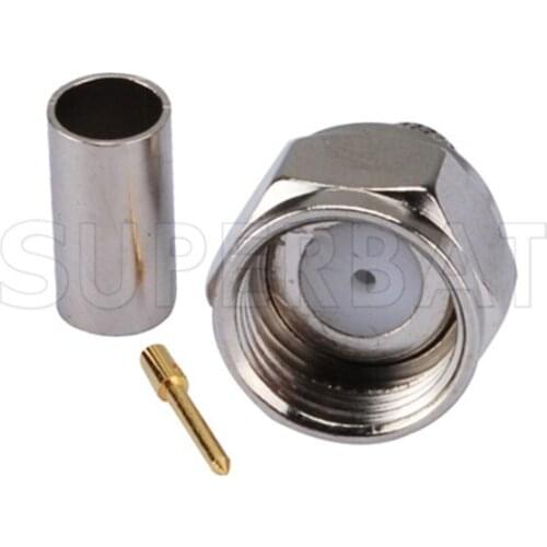 Superbat 10pcs F 75 Ohm Crimp Plug RF Coaxial Connector Straight for LMR195