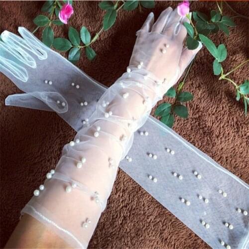 Ivory Wedding Gloves Finger Bridal Gloves for Women Bride Tulle Gloves Luva De Noiva Wedding Accessories ST229