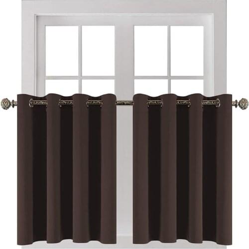 Blackout Short Curtains for Bedroom Coffee Color Kitchen Small Window Curtain for Living Room Treatments Blinds Home Decor
