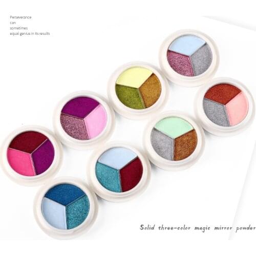 Three-color Solid Holographic Nail Powder Chrome Laser Mirror Glitter Design Nail Art Pigment Rub Dust Flakes Decorations TSLM2