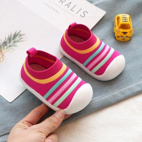 2021 Spring Girls Boys Toddler Shoes Comfortable Infant Casual Mesh Shoes Non-slip Knitting Soft Bottom Baby First Walkers Shoes