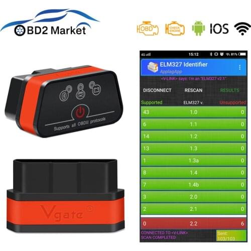Vgate iCar2 ELM327 BT-Wireless/ Wifi OBD2 Diagnostic tool ELM 327 V2.1 OBD2 Scanner WIFI for IOS/Android/PC Auto Code Reader