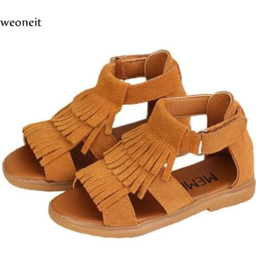 Weoneit Summer Kids Children Sandals Fashion Tassels Girls Flat Pricness Shoes Toddler Sandals Sandalen Meisje Infantil