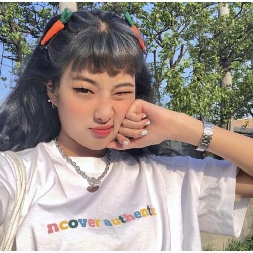 Женские футболки 2020 letter print T-shirt Kpop Korean style short sleeve cute Korean casual hiphop short sleeve top vintage top