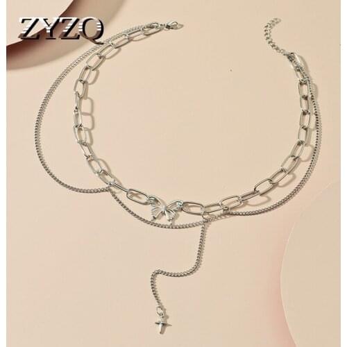 ZYZQ Sweet Tassel Butterfly Pendant Necklace For Women Elegant Hip Hop Clavicle Chain Wedding Commemorate Jewelry New
