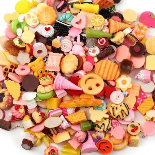 30PCS Colorful Mix Cake Resin Hot Selling Miniature Flowers Candy Cake Resin Cabochons for Phone Deco, Jewelry Accessory DIY