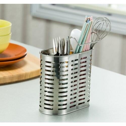 304 Stainless Steel Hanging Cutlery Holder Drainer Spoon Fork Chopsticks Storage Basket Rack Kitchen Accessories Tools Organizer