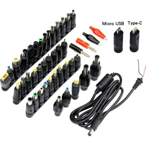 45 Pcs Universal Power Supply Adapter Connector Plug AC DC Conversion Head Jack Charger Connectors Laptop Power Adapte