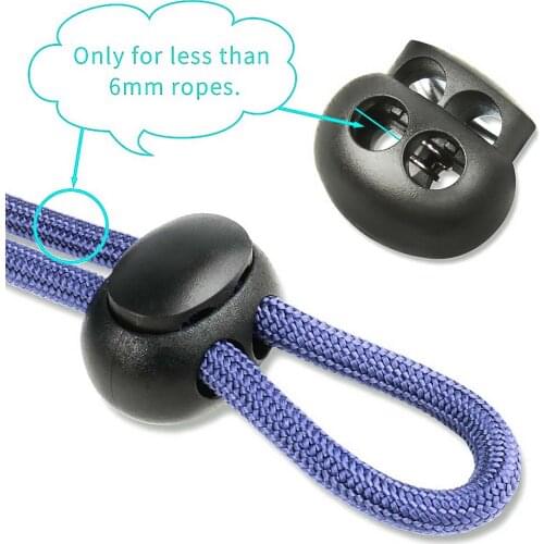 500pcs 2 Hole Dia.6mm Cord Lock Stopper Toggle Clip for Paracord Shoelace Lanyard Garment Cord Lanyard
