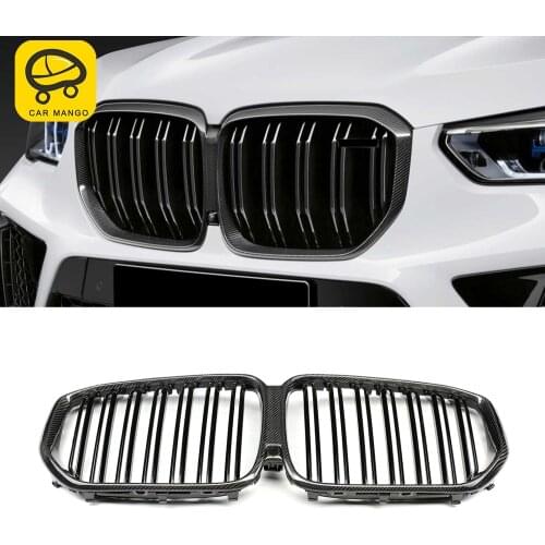 Auto Car Accessories Carbon Fiber Front Grille Middle Net Grills Assembly Frame Cover Decoration Parts for BMW X5 G05 2019-2021