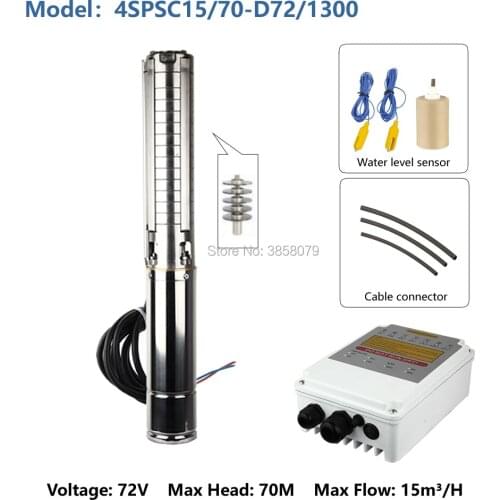 High flow brushless deep well bomba de agua solar pumping machine solar water pump pompa solare 4SPSC15/70-D72/1300