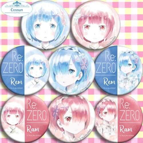 Re Zero kara Hajimeru Isekai Seikatsu Emilia Cosplay Badge Rem Ram Brooch Pins Collection Badges for Clothes Backpacks
