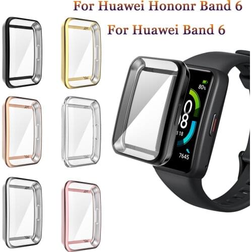 For Huawei Band 6 Watch Case Soft TPU Protective Cover For Huawei Honor Band 6 Full Screen Protector Cases Frame Bumper Shell