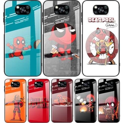 Tempered Glass Cover Luxury Deadpool Marvel Cartoon For Xiaomi POCO F3 F2 X3 NFC X2 M2 Pro Shockproof Shell Phone Case