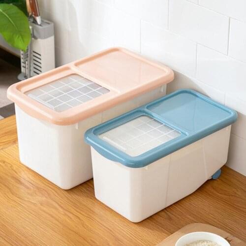 10Kg Dust-Proof Moisture Plastic Cereal Dispenser Storage Box Large Capacity Rice Container Grain Organizer Flip Cover