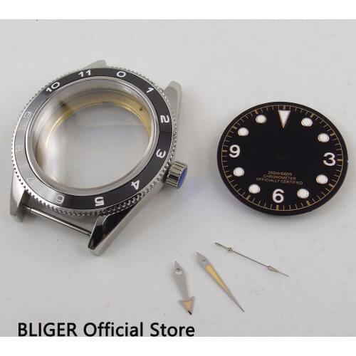 41MM Black Ceramic Bezel Sapphire Crystal Watch Case Fit for ETA 2836 Automatic Movement Case+Dial+Luminous Hand C133